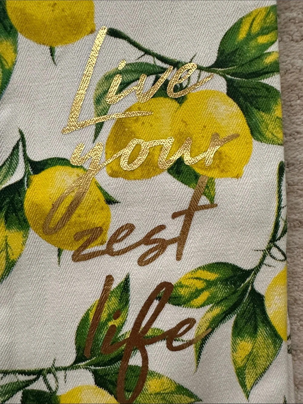 NWOT Set of 2 Kitchen Towels by 8 Oak Lane “Live Your Zest Life” Lemons 28”x18”